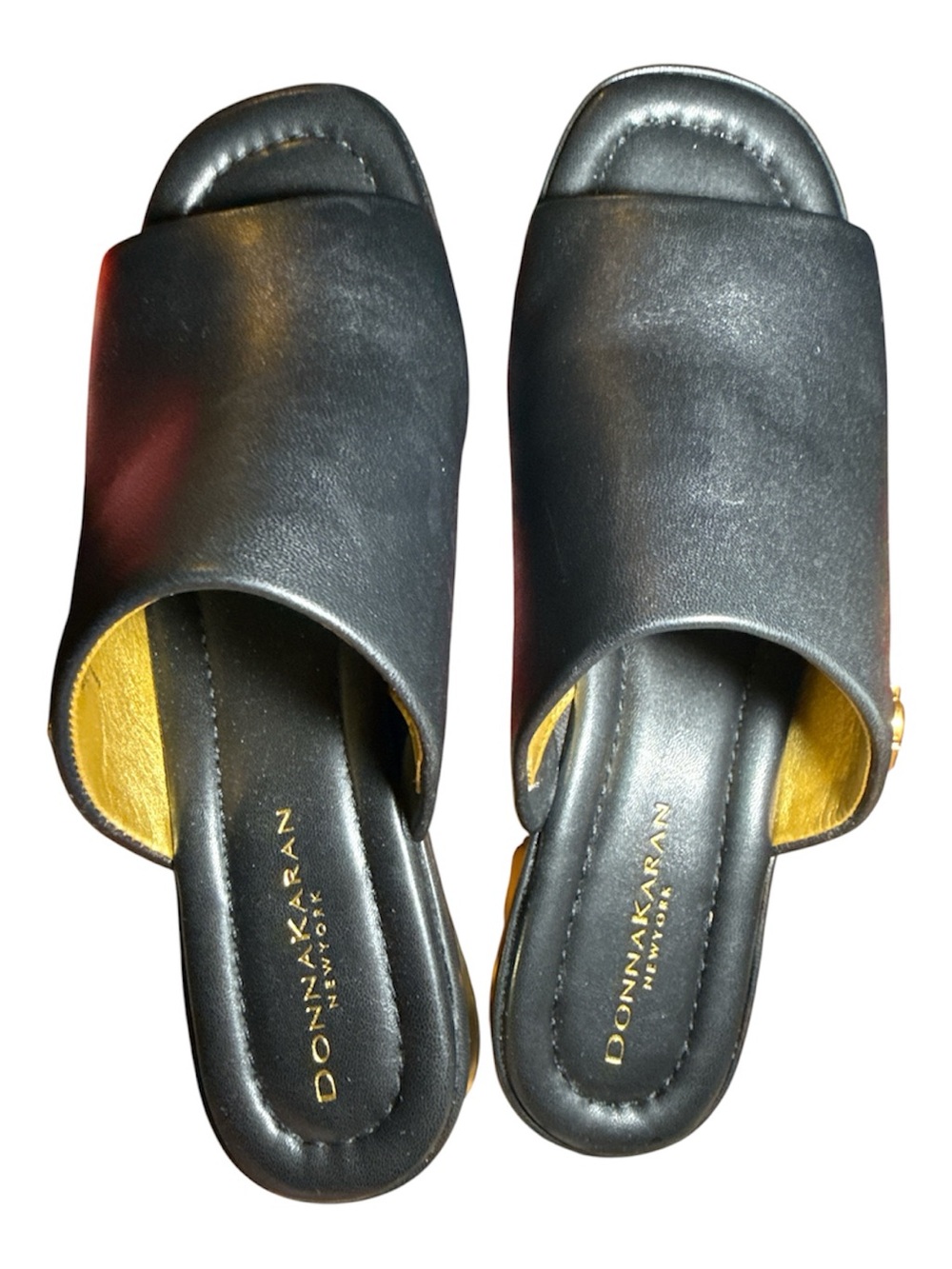 Donna Karan New York Tinley Leather Peep Toe Mules SZ 8